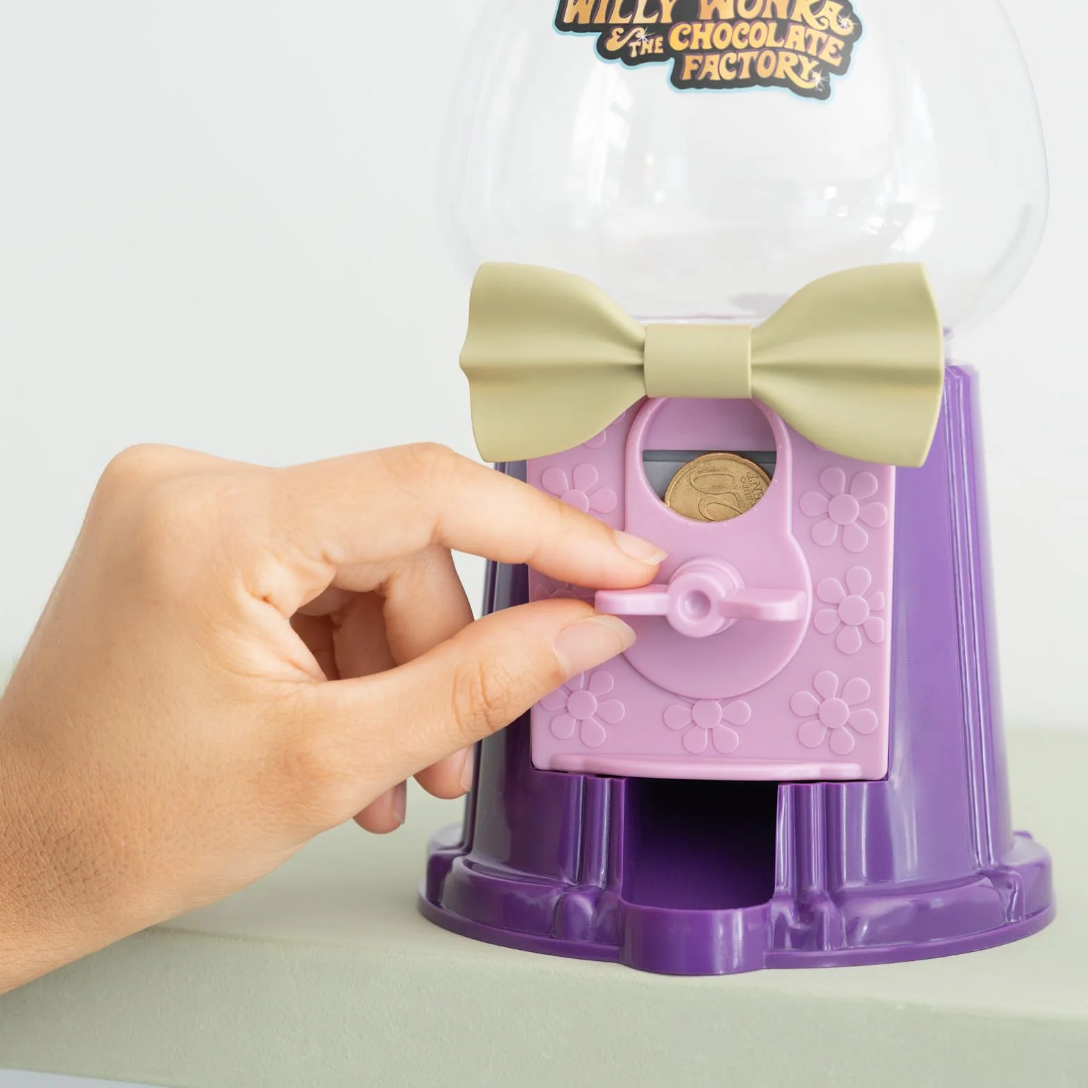 Grupo Erik Willy Wonka Gumball Machine | Willy Wonka & The Chocolate Factory automat | 25,4 x 12,6 x 12,6 cm | Wonka Złoty bilet, fioletowy