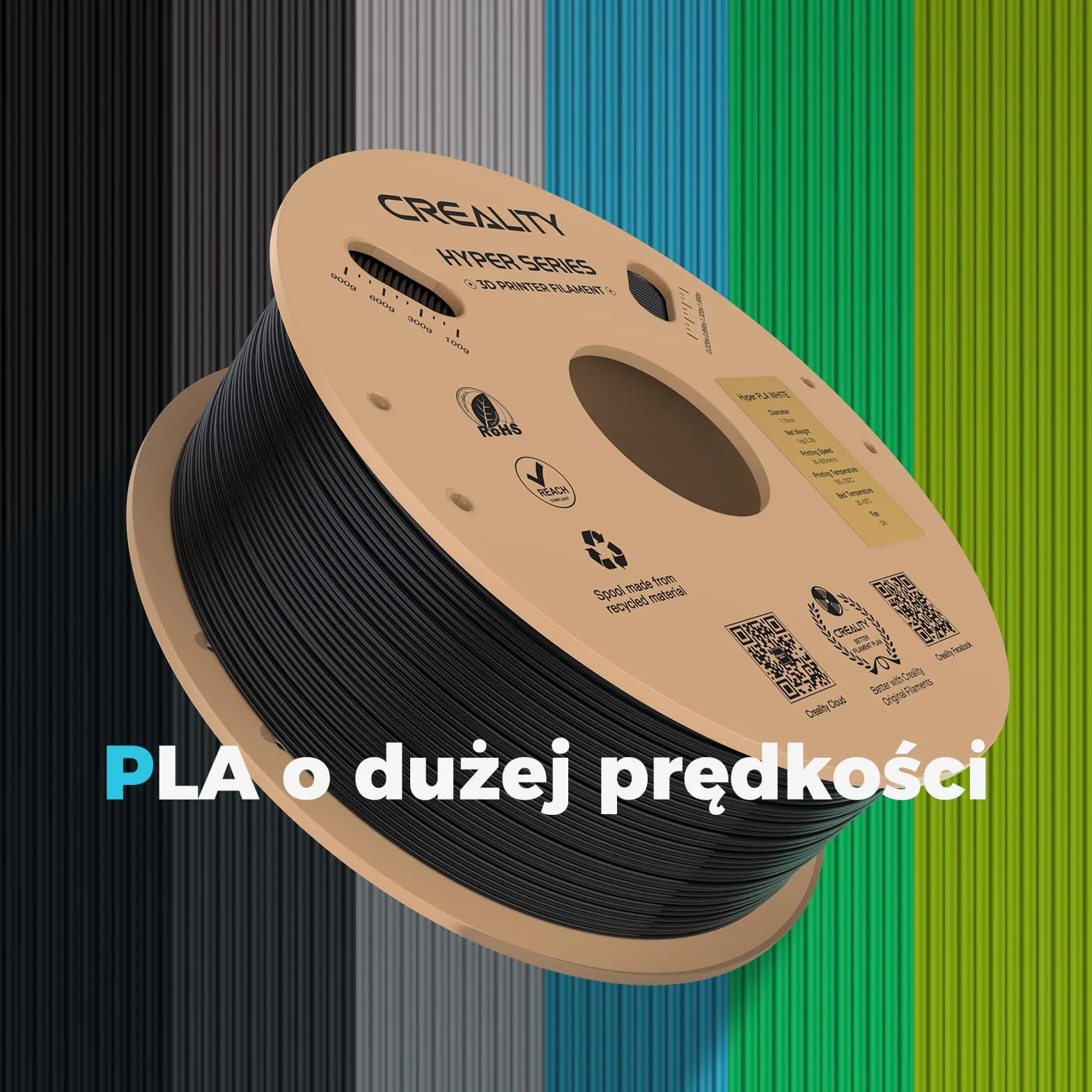 Creality PLA Filament Hyper PLA 1.75mm 1kg Czarny FDM 3D Drukarek