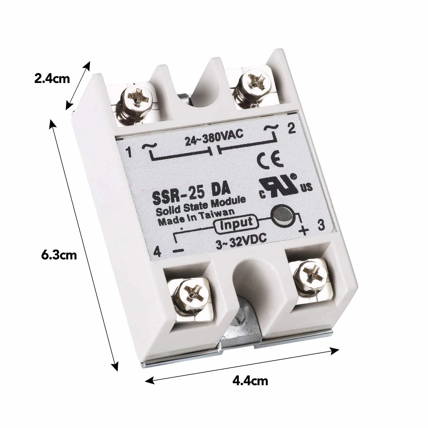 SSR-25DA Solid State Relay Single Phase 3-32V DC Input 24-380V AC