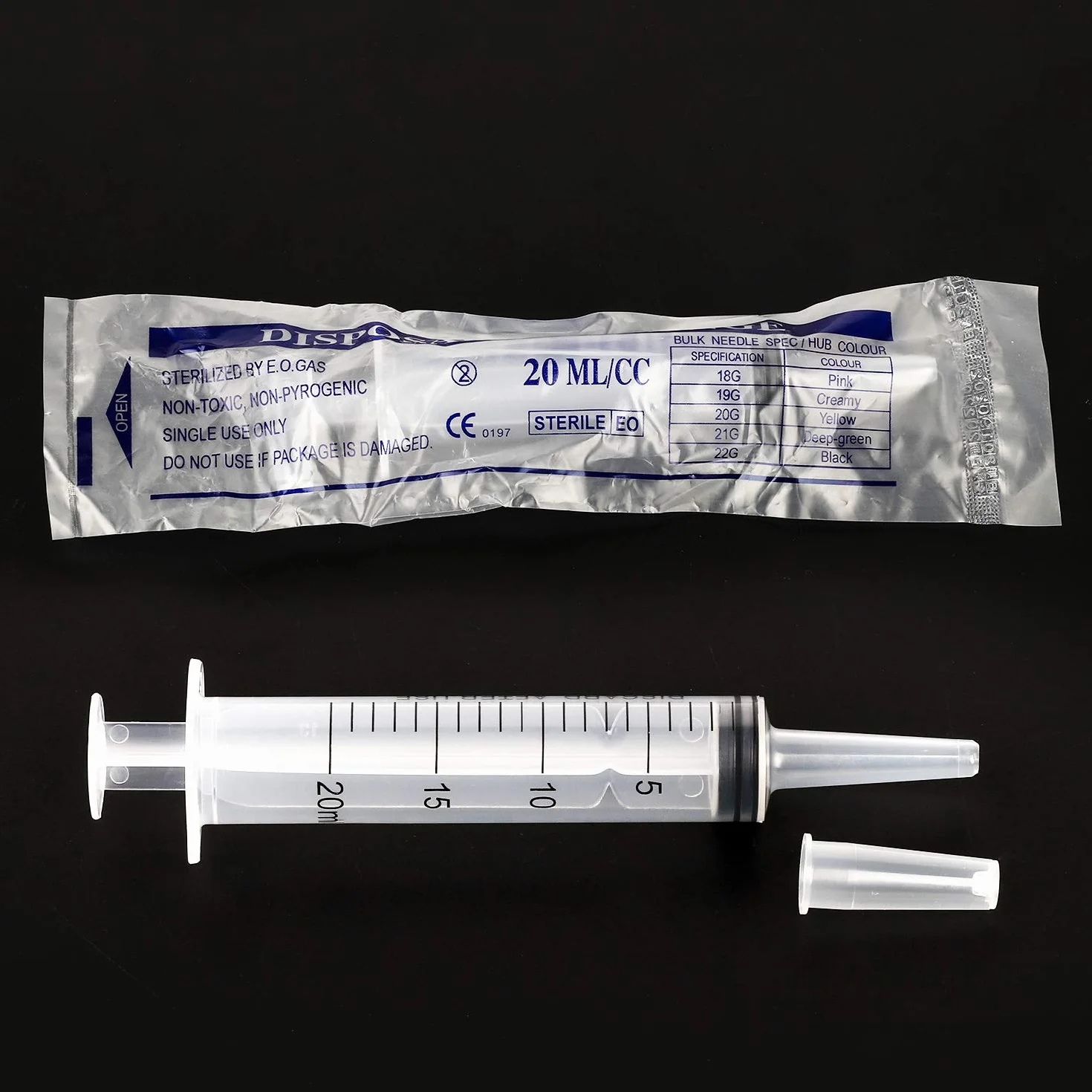 Hyber&Cara Strzykawki 20 ml, 5 szt. plastikowa strzykawka z końcówką cewnika do laboratoriów naukowych, pomiaru i dozowania cieczy, karmienia zwierząt, podlewania roślin