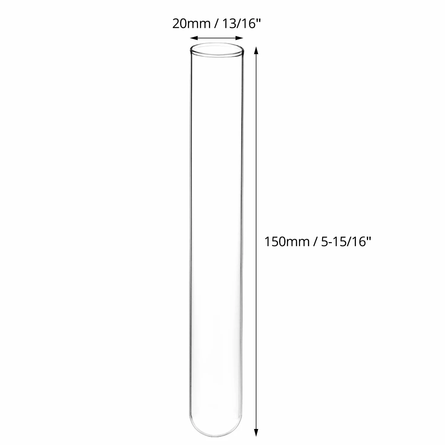 QWORK® Zestaw 20 szklanych probówek 20 mm średnicy zewnętrznej x 150 mm długości, probówka ze szkła borokrzemowego z okrągłym dnem