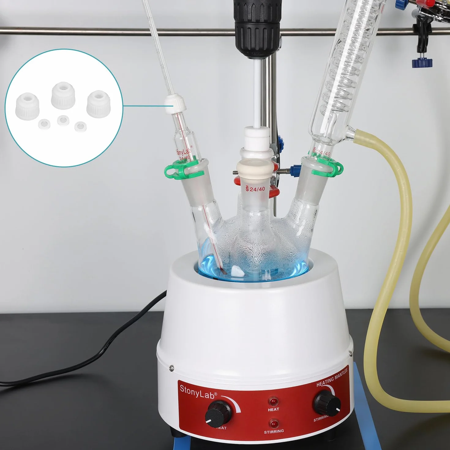 StonyLab Plastikowe zakrętki wymienne nasadki do adaptera wlotowego termometru 14/20, 19/22 i 24/40, (5 szt.)