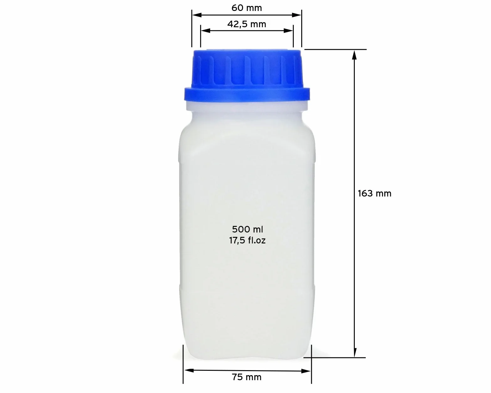 Butelki z szeroką szyjką 500 ml z niebieską pokrywką