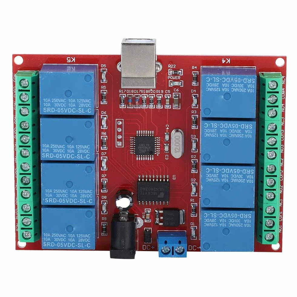 Moduł Przekaźnika 5 V 8-kanałowy DC USB Kontrolera Przełącznika PC Płyta