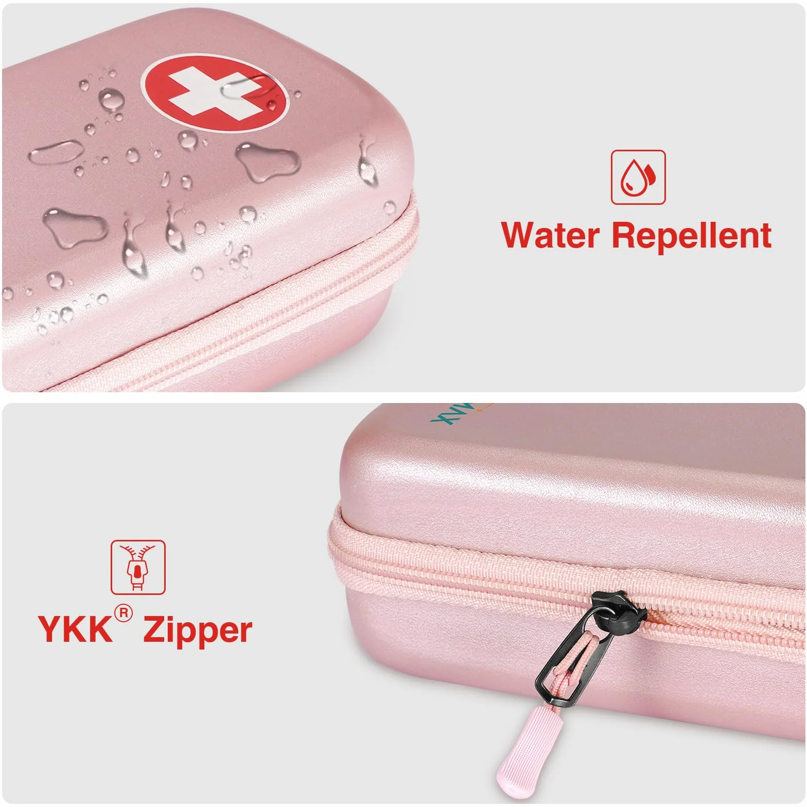 MEDMAX EpiPen Concha Dura Estuche Portátil Organizador para 2 EpiPens, Auvi-Q, Alergia Medicamentos Esenciales (Oro Rosa)