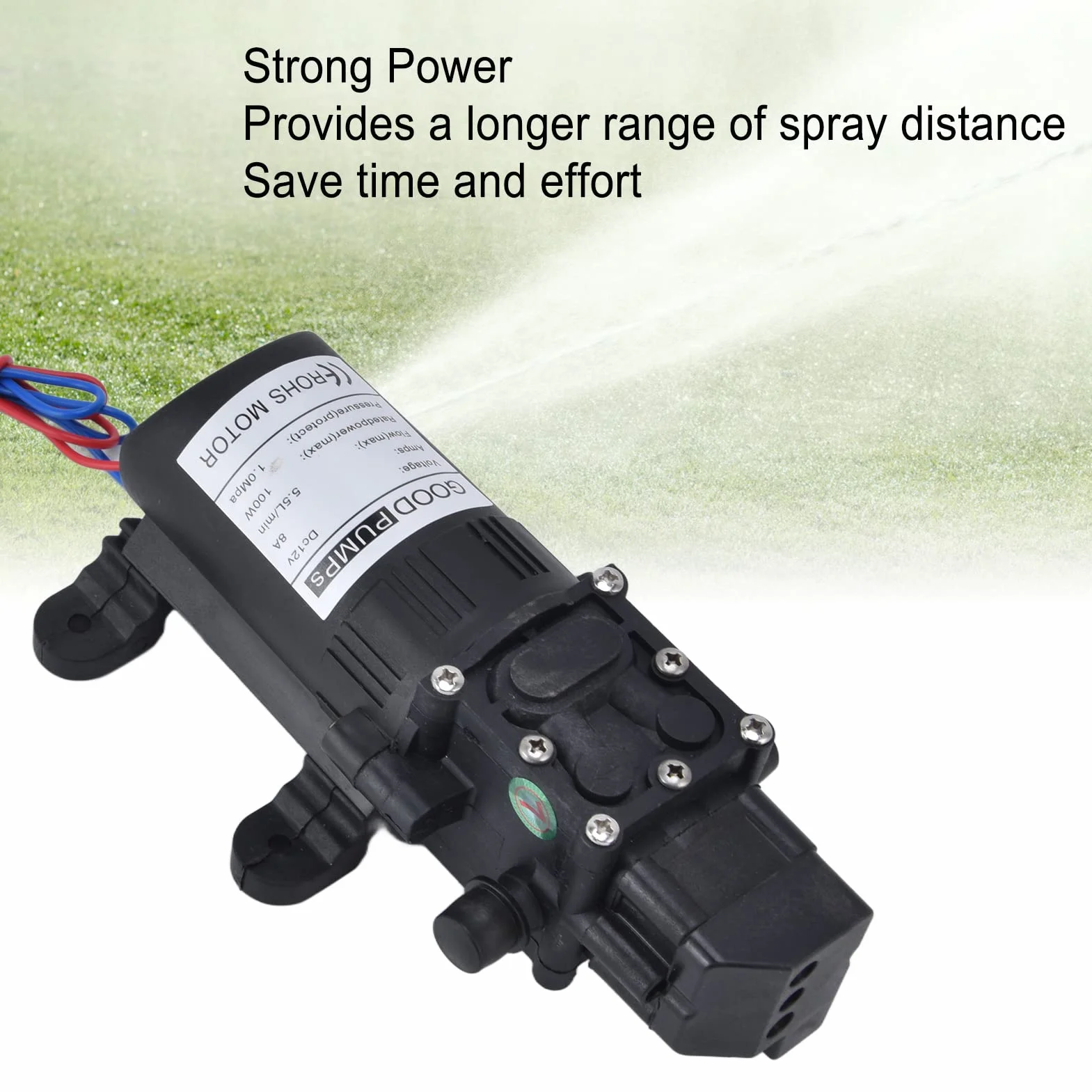Pompa ciśnieniowa DC 12 V, samozasysająca pompa wodna 70 W 8 l/min membranowa ciśnieniowa mikroprzeponowa wysokociśnieniowa przełącznikiem ciśnieniowym kamperów łodzi zraszaczy ogrodowych