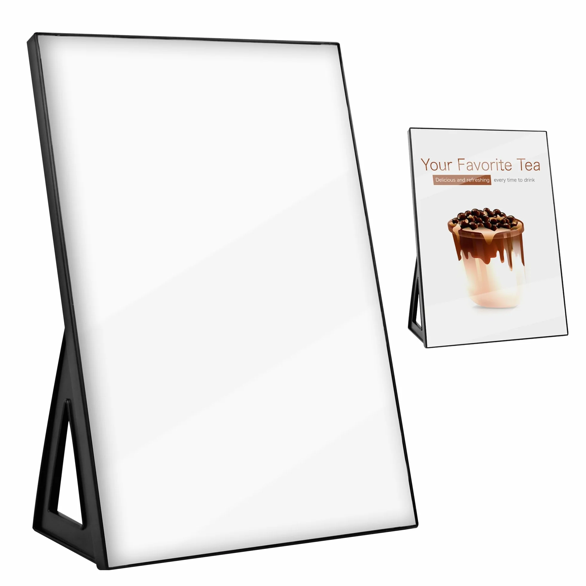 Stojak na menu A4, akrylowy wyświetlacz A4, na numery stołu weselnego, plakaty, ulotki, menu, poziomy i pionowy uchwyt na menu restauracji, czarny uchwyt na arkusze A4, 1 sztuka