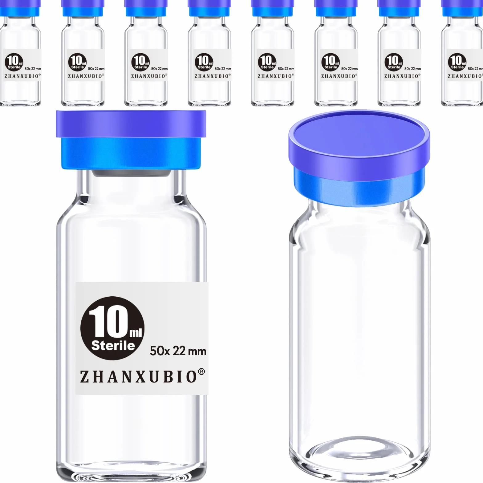 Sterylne puste fiolki z samoregenerującym się portem wtryskowym i aluminiową plastikową nasadką, sterylne opakowanie (10 ml przezroczysty 10 szt.)