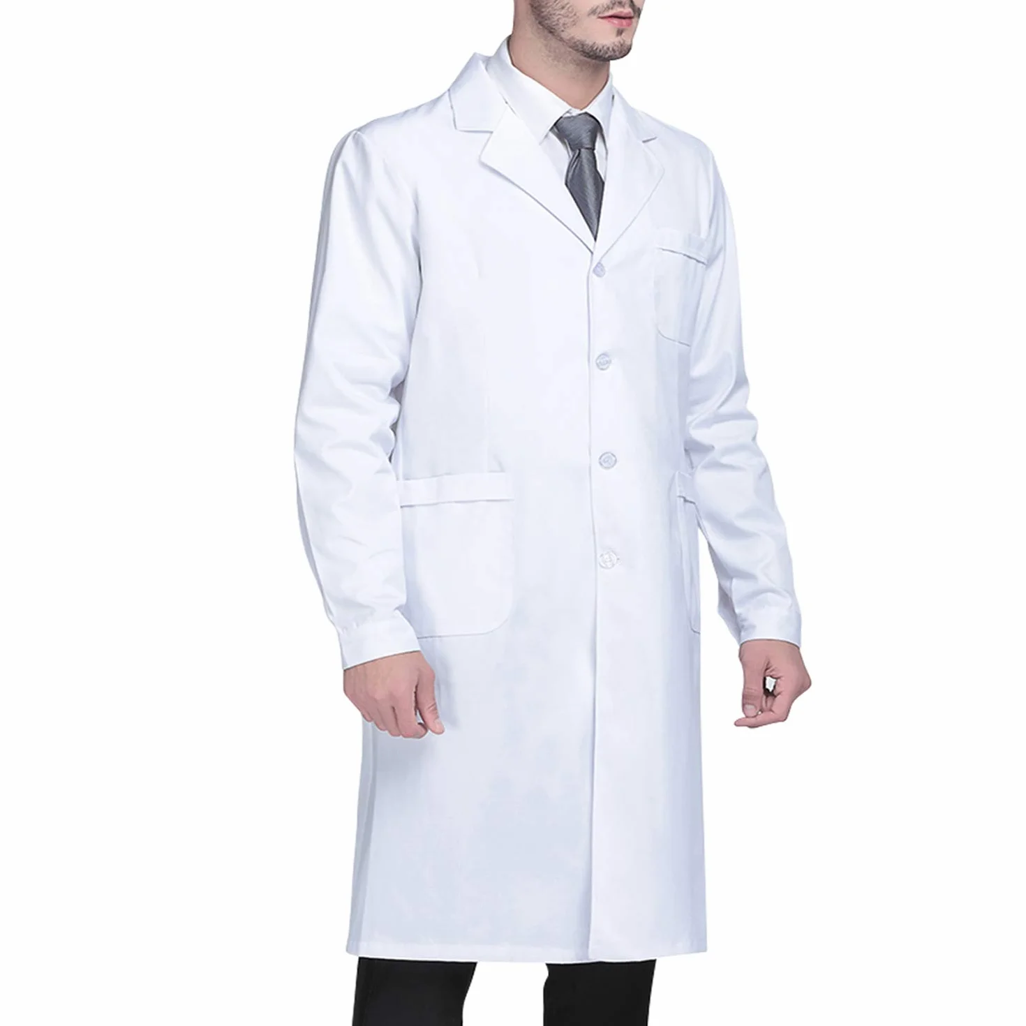 Białe płaszcze laboratoryjne, płaszcz medyczny pielęgniarki fartuch laboratoryjny z długim rękawem fartuch laboratoryjny odzież lekarska eksperyment lekarz odzież robocza unisex fartuch