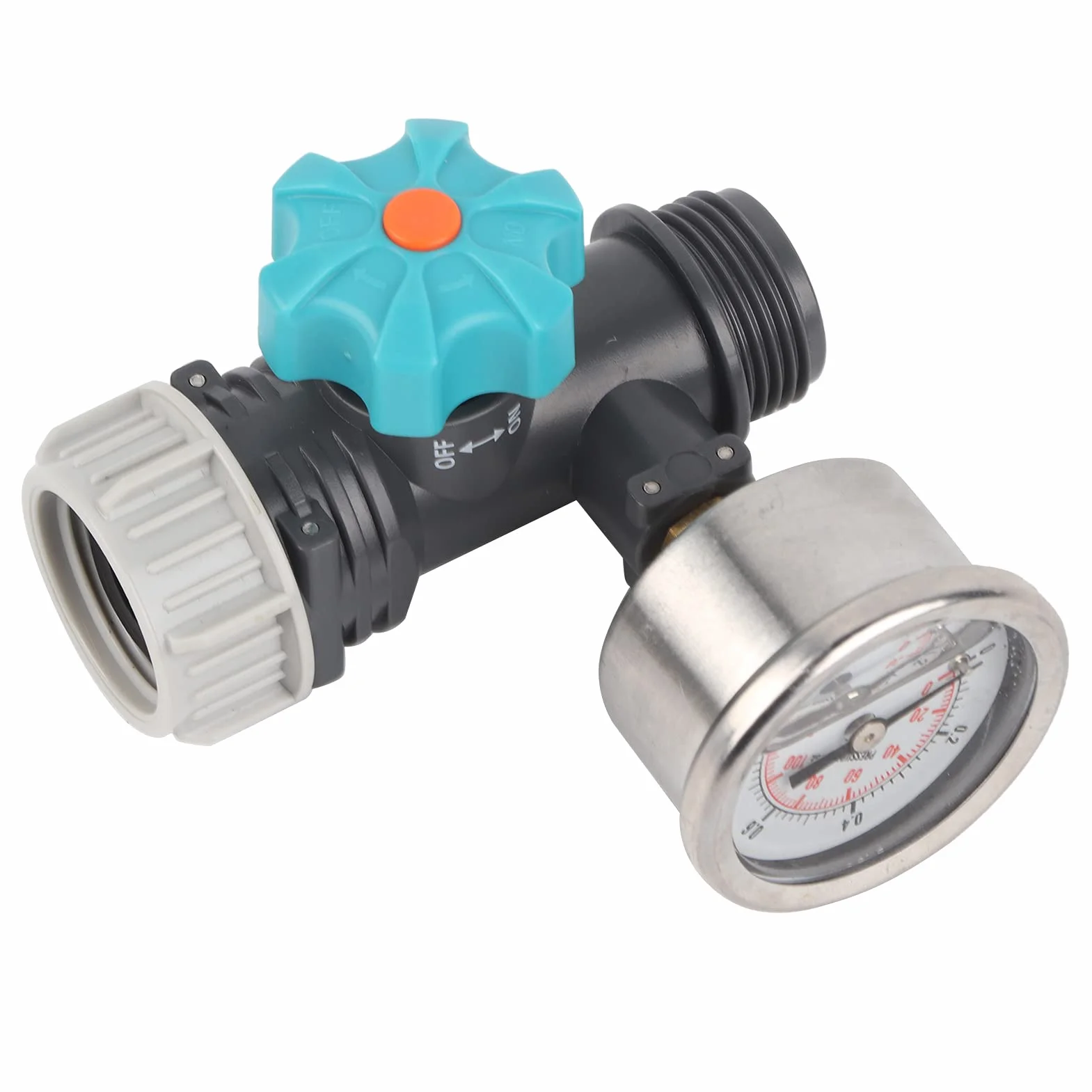 Zawór Regulatora Ciśnienia Wody, Wewnętrzne Gwinty Zewnętrzne G3/4in Regulowany Reduktor Ciśnienia Wody z Manometrem, Kontroler Nawadniania do Ogrodu Szklarniowego, do Przyczepy Podróżnej RV