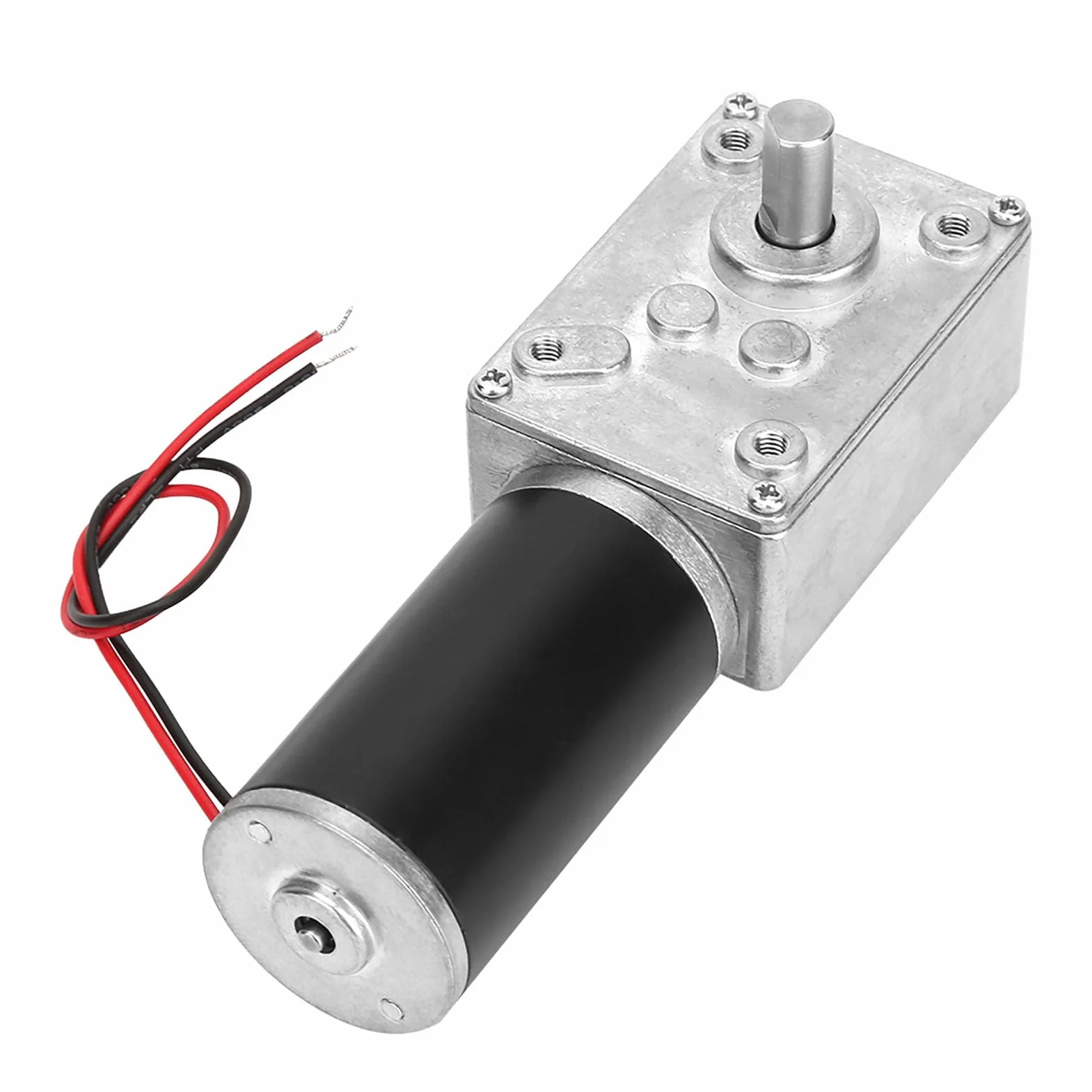 Silnik elektryczny 12V 50 RPM z przekładnią ślimakową, wał dwustronny 8mm