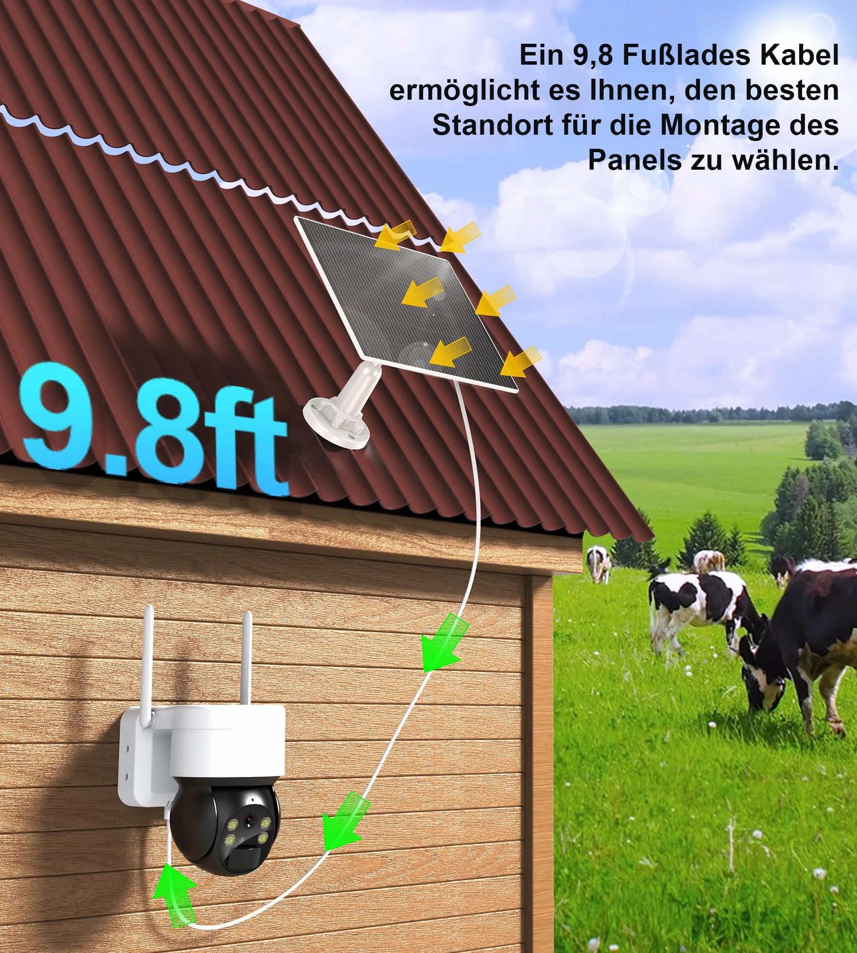 Panel słoneczny 6 W 5 V USB-C IP65 do kamery monitorującej z regulowanym uchwytem 360°