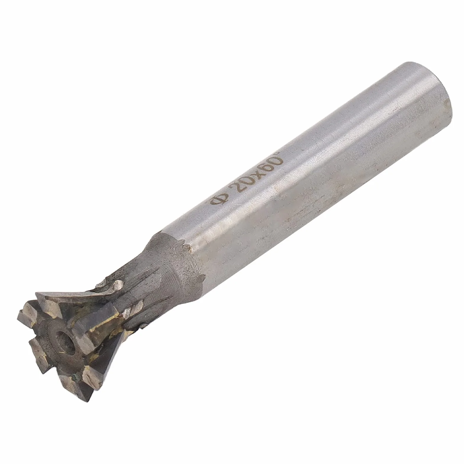 Frez jaskółczy ogon z twardego metalu 60° 6 rowków średnica 20 mm trzpień prosty