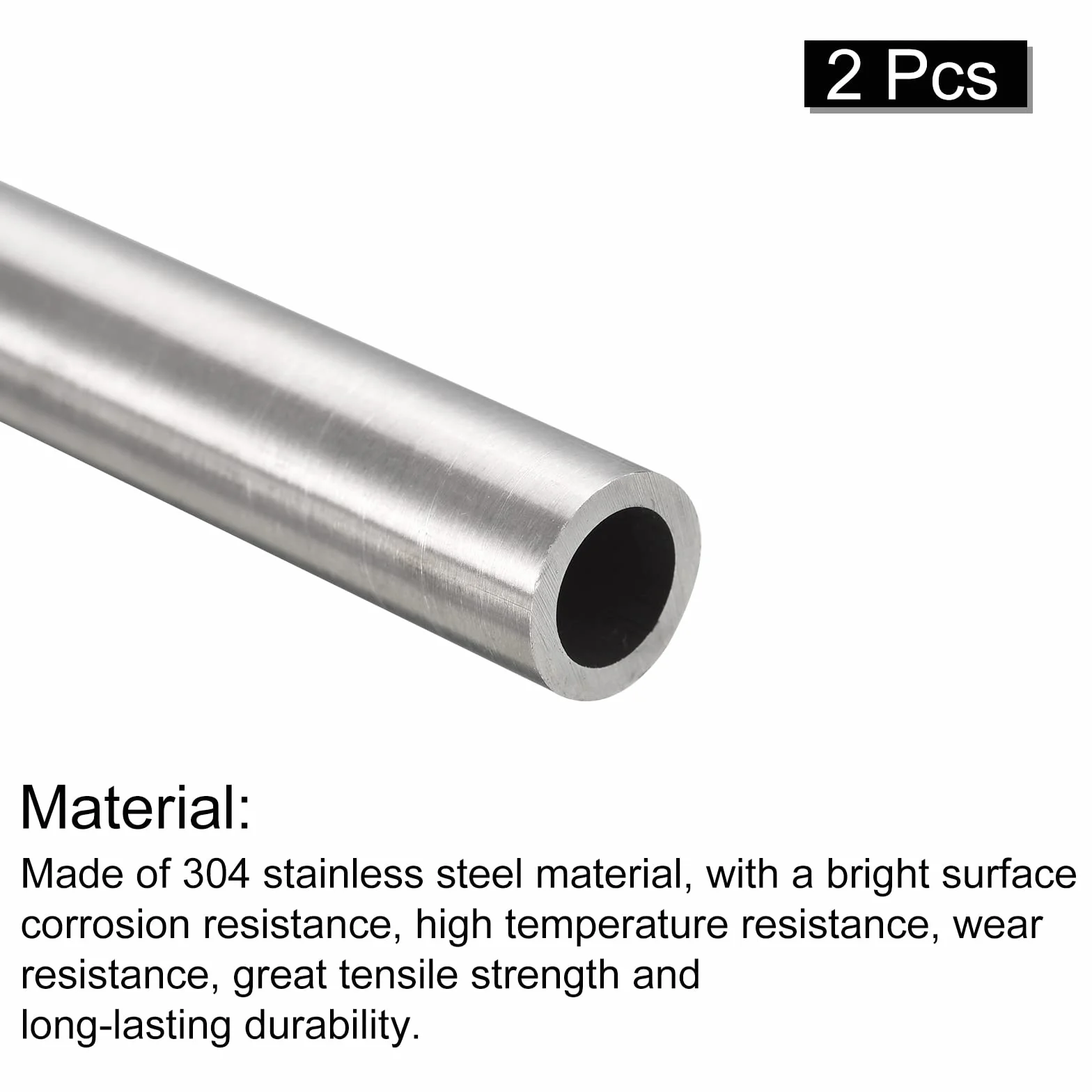 Rura ze stali nierdzewnej 304, OD 10 x 1,5 mm, grubość ścianki 300 mm, 2 szt