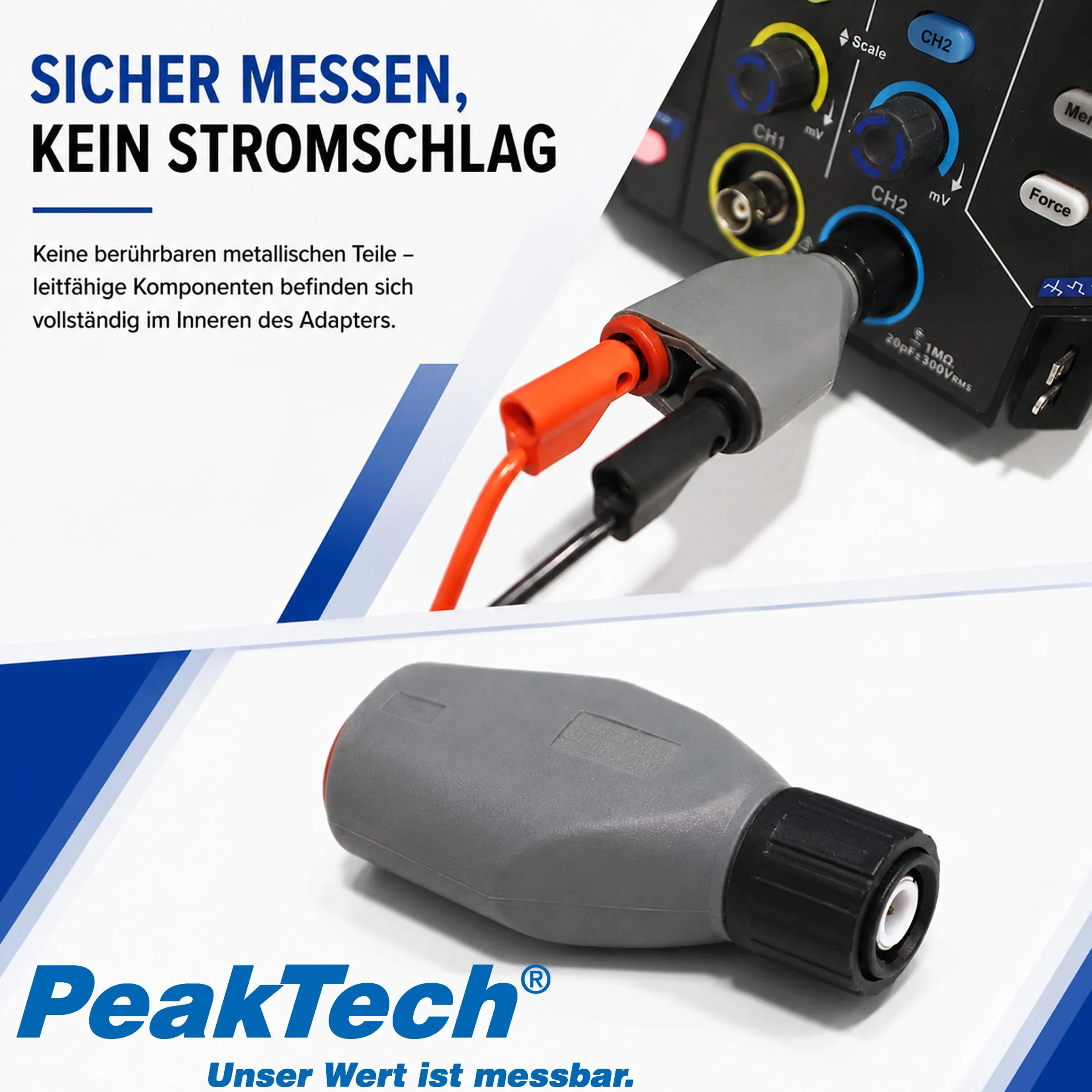 PeakTech P 7055 BNC adapter wtyczka bananowa gniazda akcesoria do oscyloskopu 4 mm izolowany