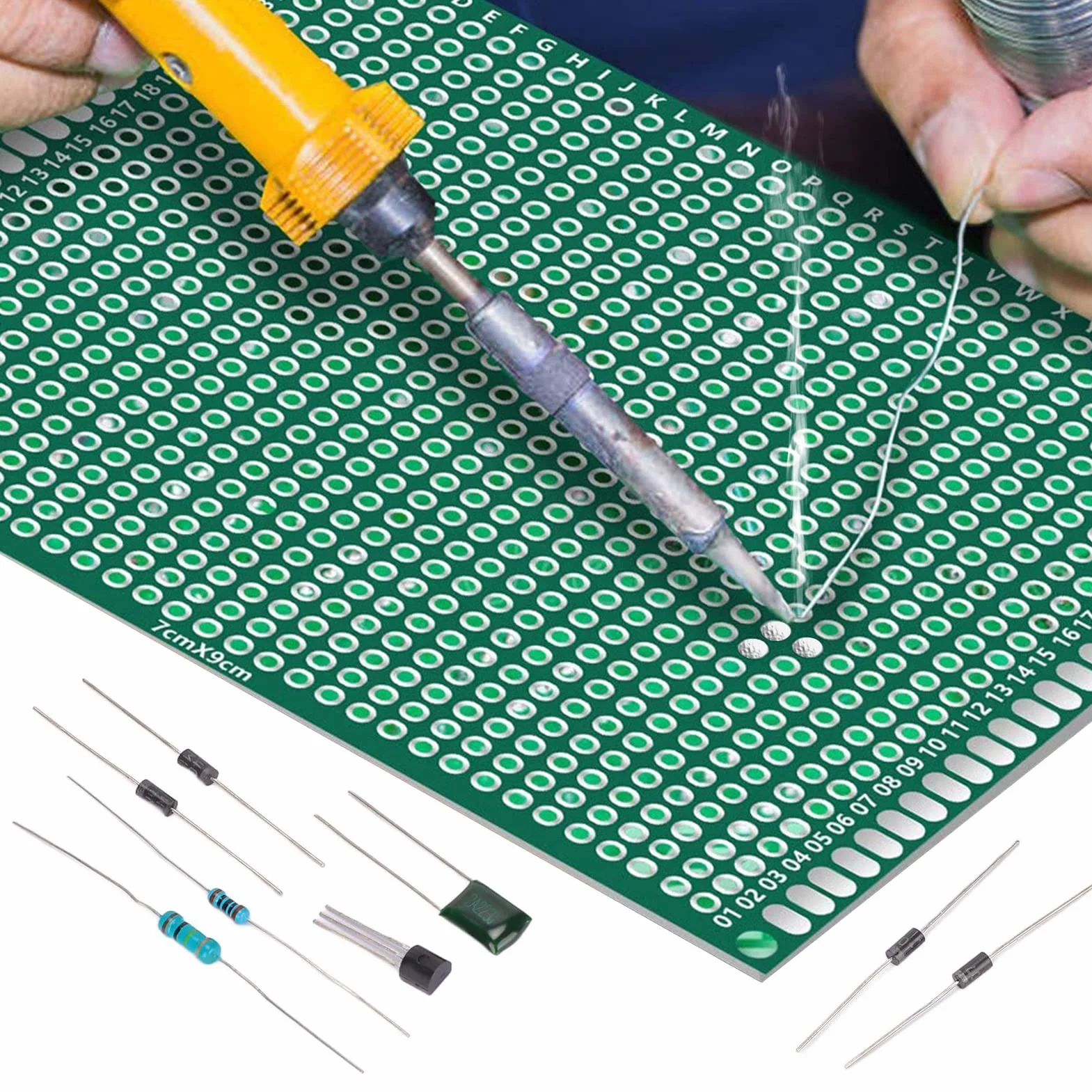 AUKENIEN 7 wartości 40 szt. płytka PCB 2x8 3x7 4x6 5x7 6x8 7x9 8x12 dwustronne prototypowe płytki PCB zestaw kompatybilny z zestawami Arduino do lutowania DIY i projektów elektronicznych
