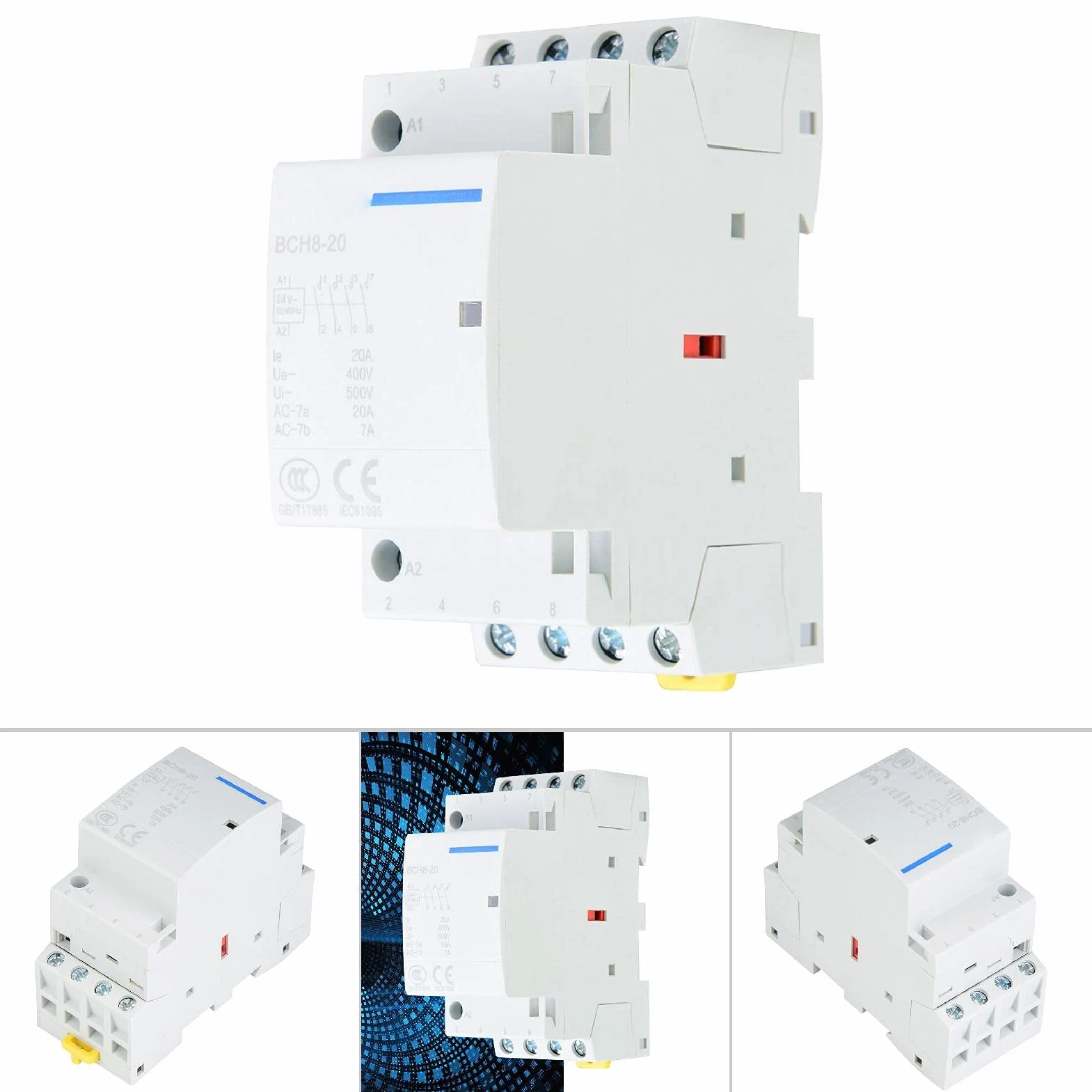 Stycznik, 4P 4NO 20 A, montaż na szynie, stycznik do gospodarstwa domowego, AC stycznik (220 V / 230 V)