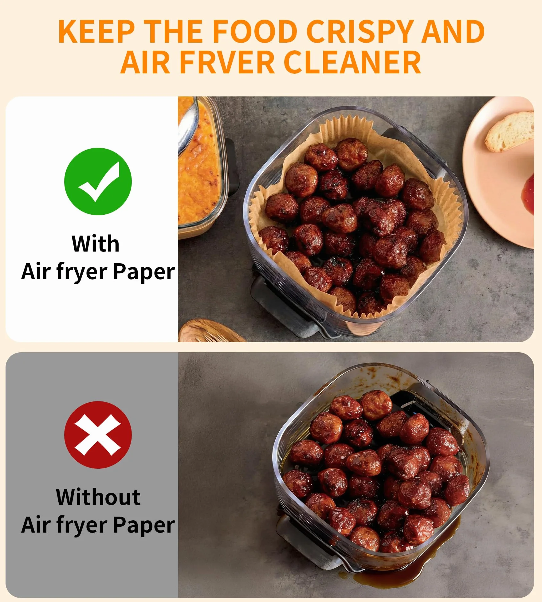 Ankway Papier do pieczenia Air Fryer Ninja CRISPi, 120 sztuk papieru pergaminowego, akcesoria do frytkownic na gorące powietrze, 3,8 l i 1,4 l, FN101EUGY, FN101EUST, FN101EUSG, papierowe wkładki do