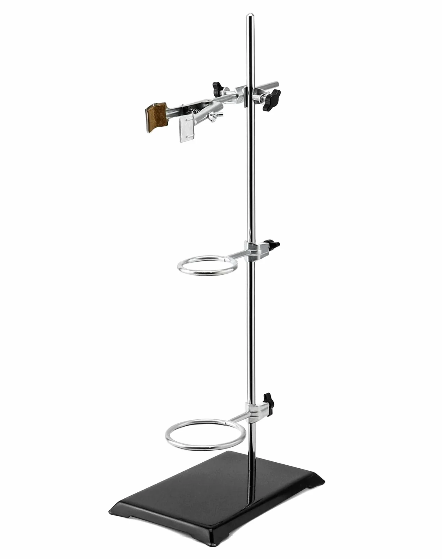 QWORK Stojak laboratoryjny 13 x 21 cm, pręt 50 cm, zaciski i mufy 5 cm/7,3 cm