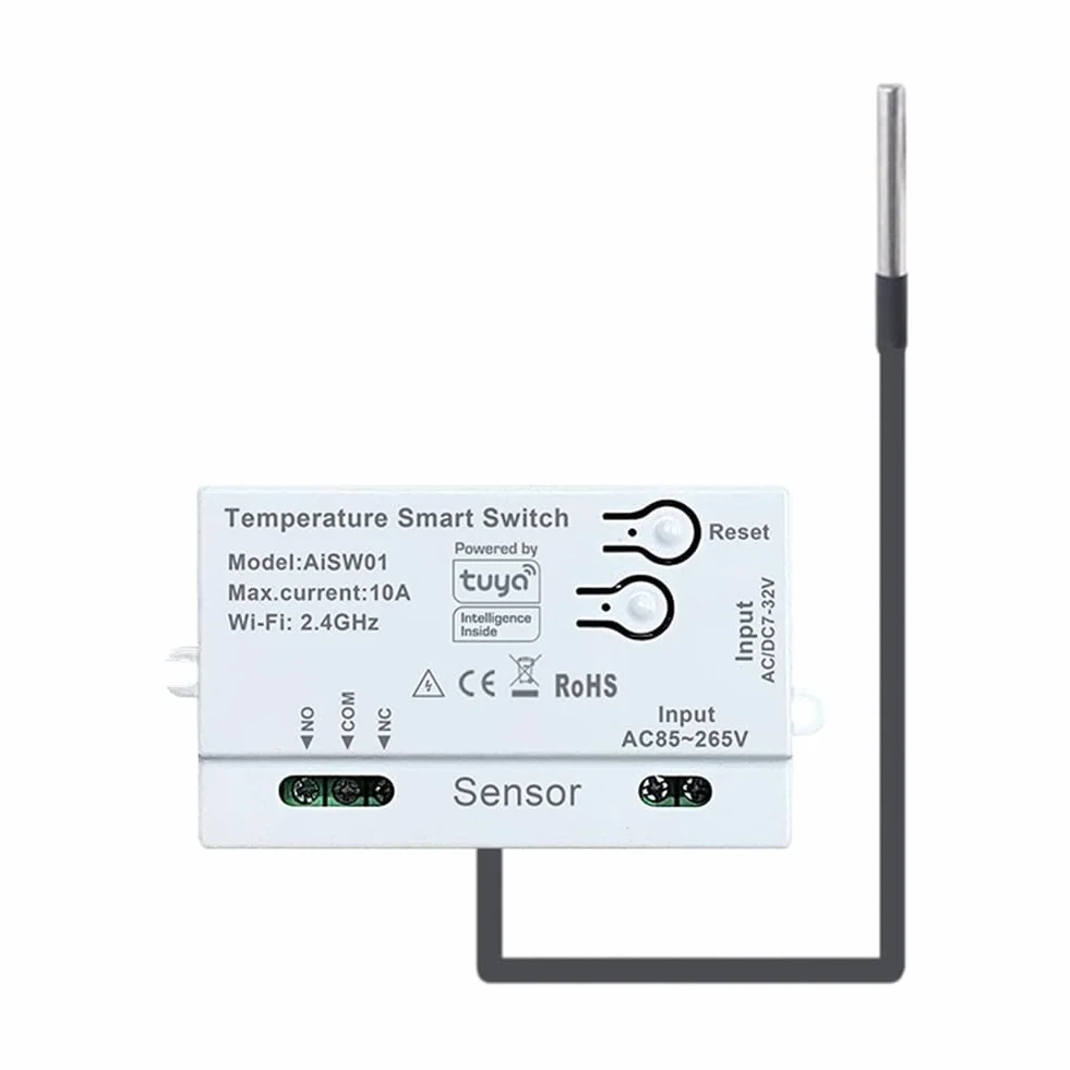 Włączony czujnik temperatury Tuya do WiFi 2,4G, z sondą 2M do precyzyjnego wykrywania temperatury