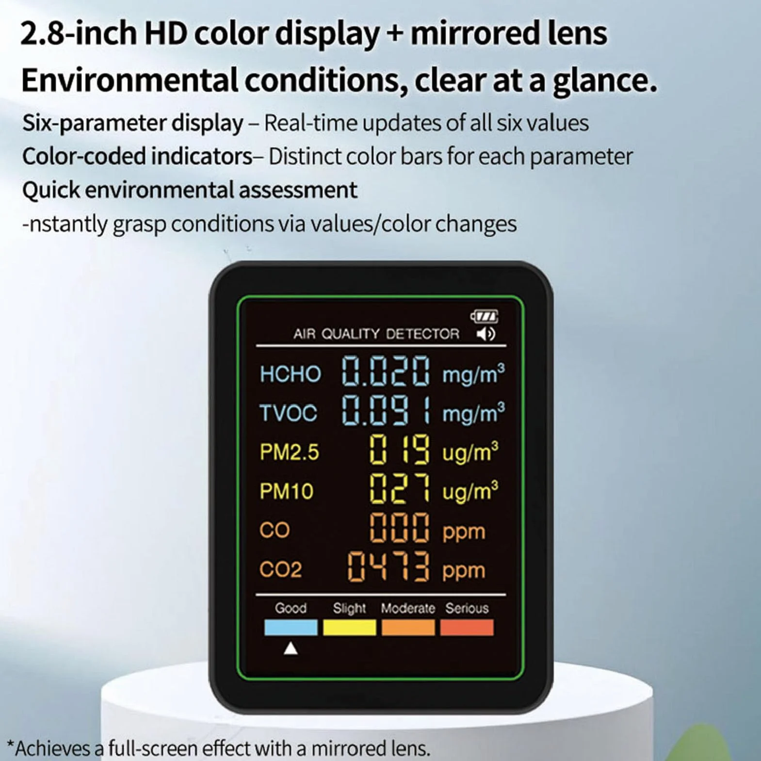 Elprico Monitor Jakości Powietrza 6 w 1, Wewnętrzny Detektor CO2 i Miernik PM2,5 PM10 z Elektrochemicznym Czujnikiem Podczerwieni, Przenośny Tester CO2 HCHO TVOC do Domu
