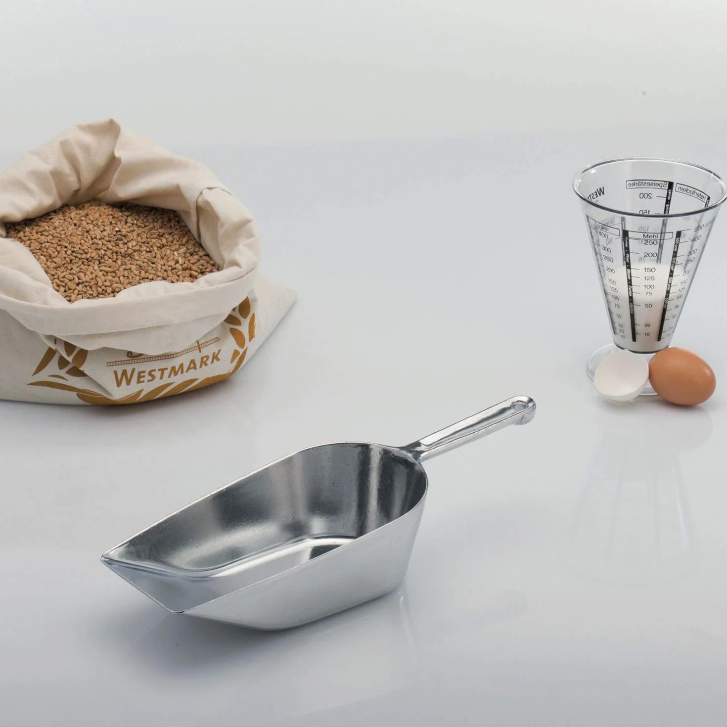 Westmark Łyżka do pieczenia/ważenia/napełniania, pojemność: 1100 ml (ok. 1000 g mąki), aluminium, Hygia, srebro, 91812291