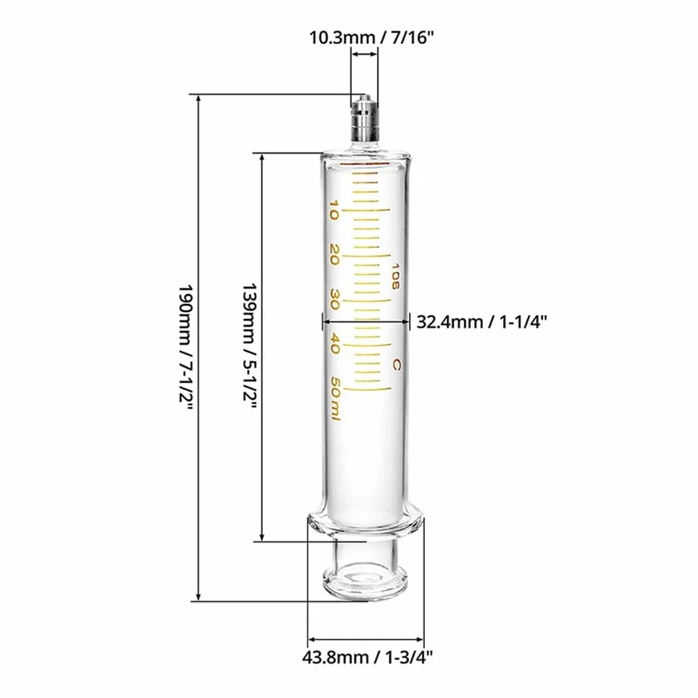 PAI_(polyamide_Imide) sterylna strzykawka szklana, 50 ml, 1 opakowanie