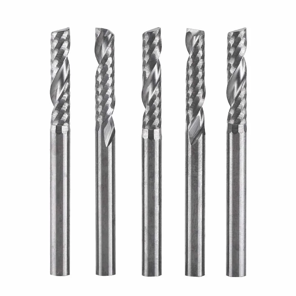 5 stücke Hartmetall Schaftfräser 3,175mm (1/8") Schaft Einzel Flöte Fräser CNC Rotary Grate Set Bit