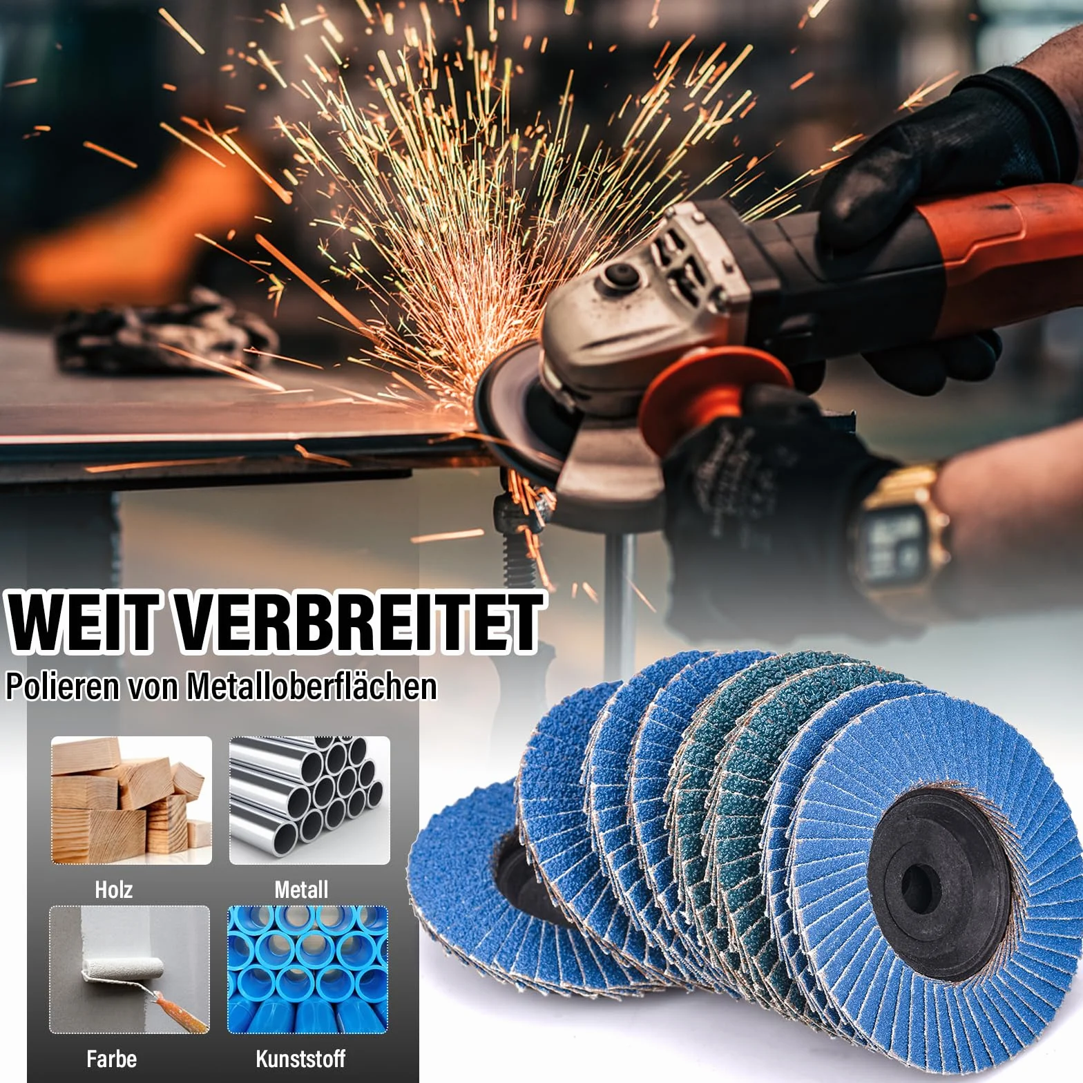8 sztuk tarcz wachlarzowych ø 76 mm x 10 mm krążki szlifierskie talerze szlifierskie 40 60 80 120 ziarnistość zestaw krążków lamelowych do szlifierki kątowej maszyny polerskiej