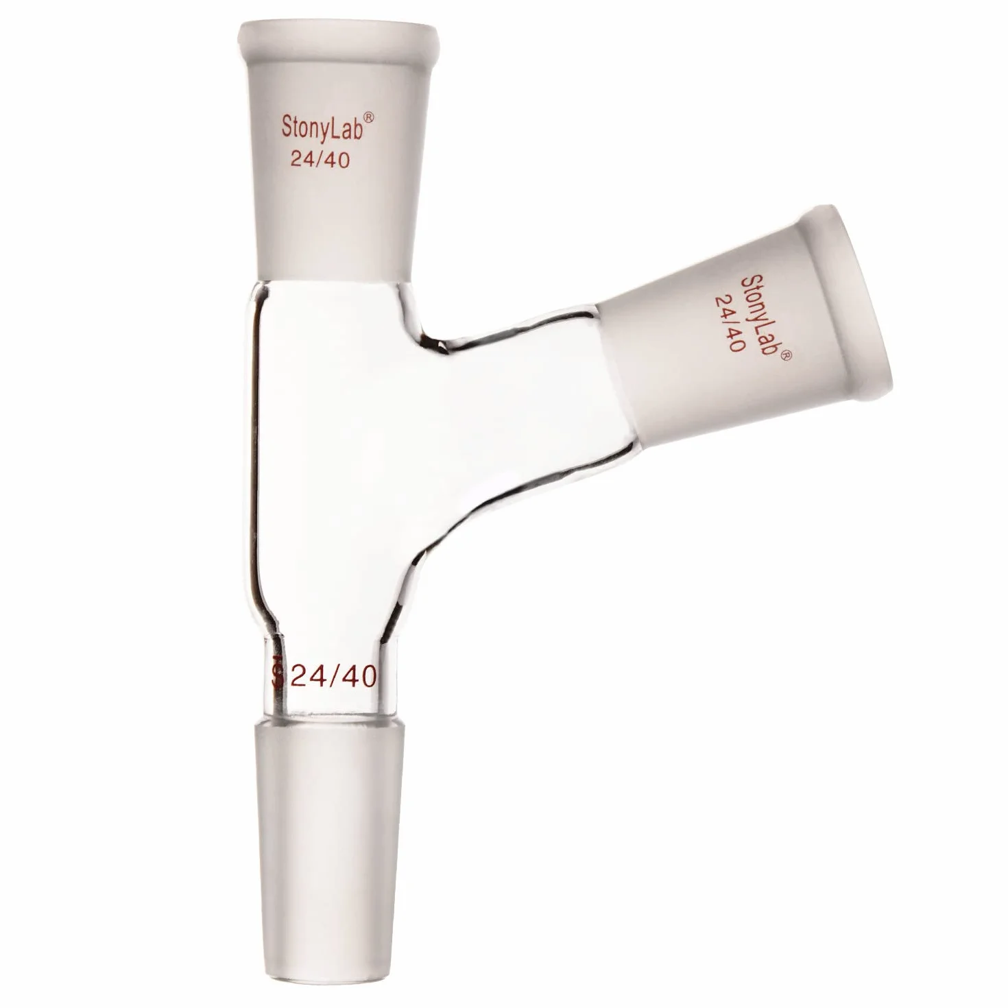 stonylab Glass 3-Drożny Adapter Destylacji Szkła, Szkła Borokrzemianowego Trójdrożny 105° Kąt Adapter z Przegub 24/40 do Laboratorium Dostawa Lab