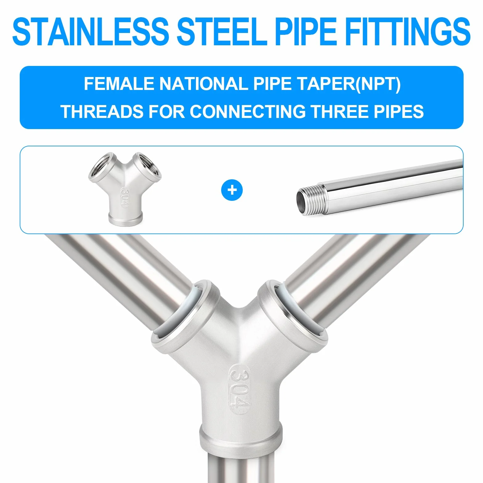 5 sztuk 1/2" BSP gwint wewnętrzny 304 stal nierdzewna 3-drożny kształt Y element łączniki rurowe
