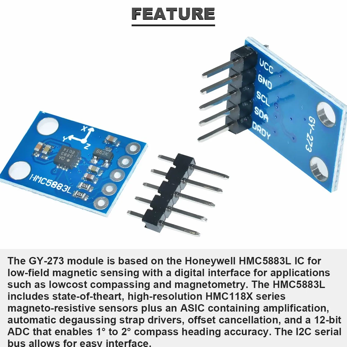 QMC5883L HMC5883L GY-273 trójosiowy kompas-magnetometr moduł czujnika 3 V-5 V Arduino 3 sztuki