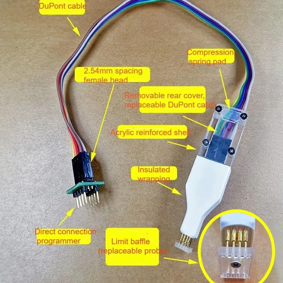 Booso Wson Chip Download Burn Write Probe Spring Needle Flash Eeprom Chip Burner Cable Vsonwson 8x6mm 8.5mm