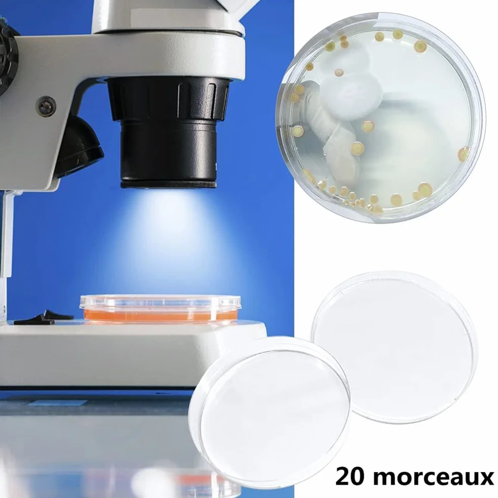 LATRAT 20 szt. Petri Dishes, sterylne plastikowe szalki Petriego, Petri steriles w/pokrywki do laboratorium hodowli komórek tkankowych, 90 mm