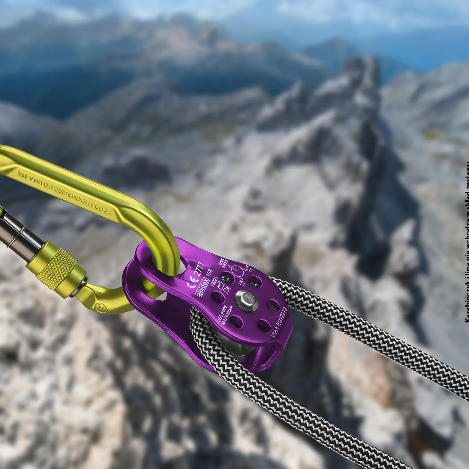 ALPIDEX Rolka Do Wspinaczki 22 kN Fix Pulley Blok Koła Pasowego EN12278