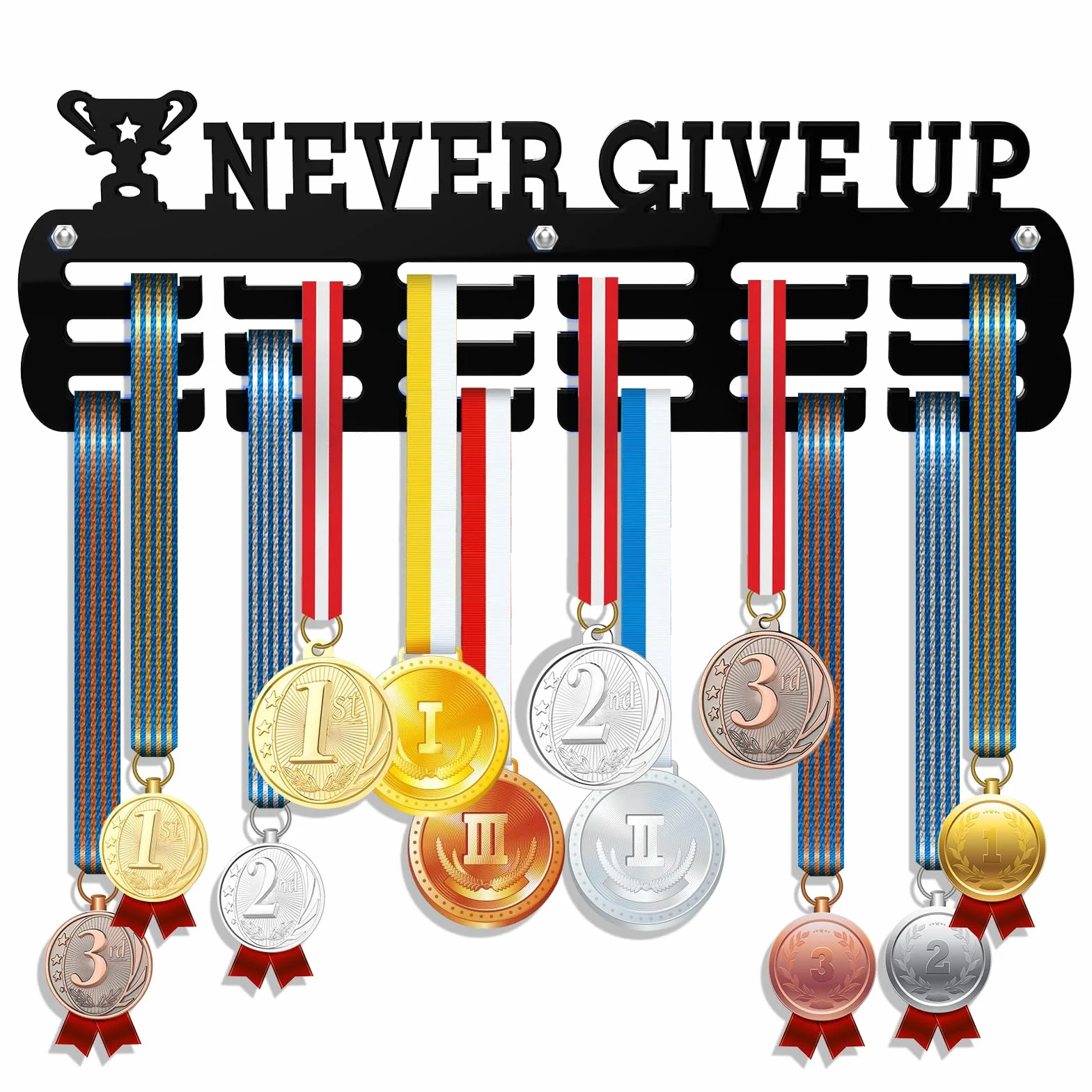 GeeRic Wyświetlacz wieszaka na medal, 30 cm długości, modny wieszak na medal, akrylowy stojak ścienny MY MEDALS, gimnastyka, piłka nożna, uchwyt na softball