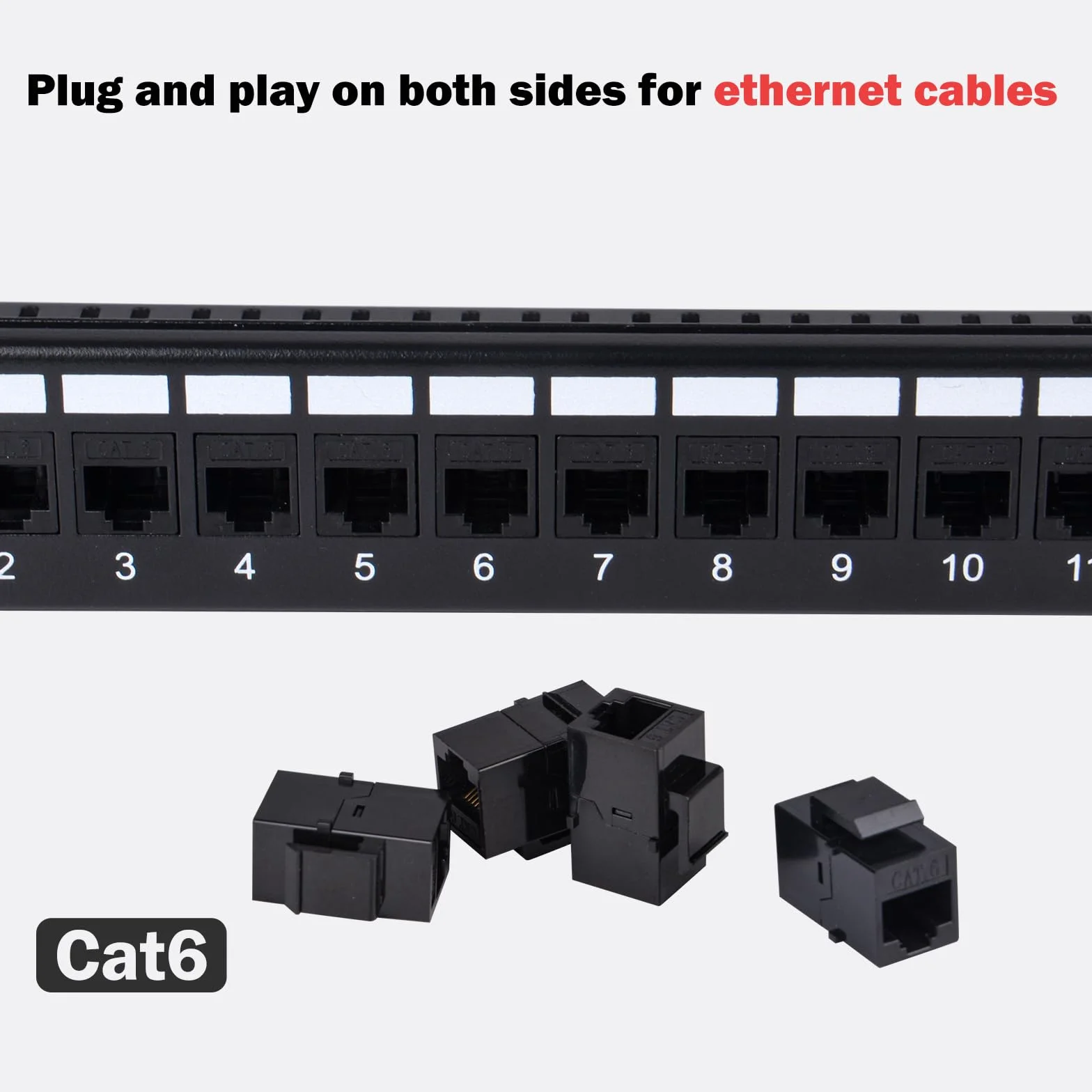 GeeekPi 12-portowy panel krosowy Cat6 1U Keystone do szafy serwerowej 25 cm