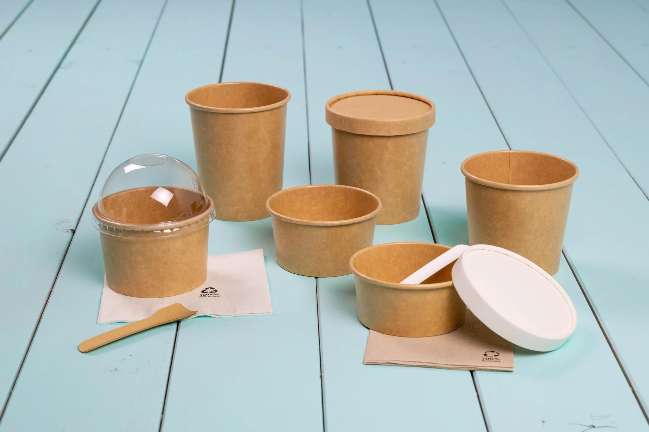 BIOZOYG Miska na zupę 25 sztuk 200 ml Ø 90 mm, brązowa, kubek kraft