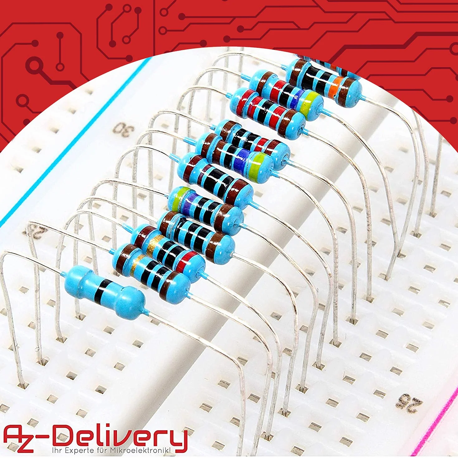 AZDelivery 5 x Rezystory Zestaw rezystorów 525 sztuk Asortyment rezystorów, 0 Ohm -1M Ohm kompatybilny z Arduino i Raspberry Pi w tym E-Book!