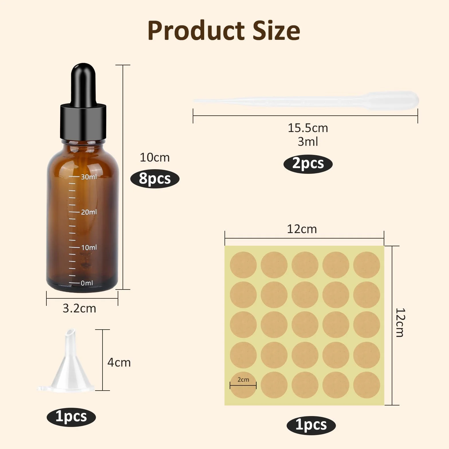 8 butelek z pipetą 30 ml, butelki z brązowego szkła, butelka apteczna, z pipetą do olejków eterycznych, olejków perfumowanych, aromaterapii (30 ml – 8)