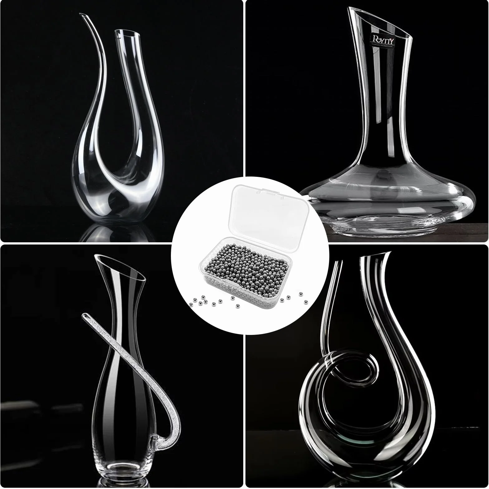 kulki czyszczce - 1000 sztuk 3mm kulki czyszczce ze stali nierdzewnej 304 do butelek, dekanterów, wazonów, karafek, karafek na wino, szklanych butelek - nierdzewne, srebrne