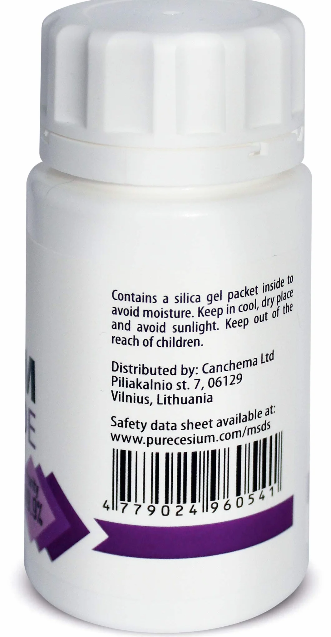 Clorku cezu (Cesiumchlorid) CsCl 100g proszek, czystość >99,99%, Wyprodukowano w Europie, od Pure Cesium, Wraz z certyfikatem analitycznym, Przetestowane w certyfikowanym laboratorium 3,5oz (100g)