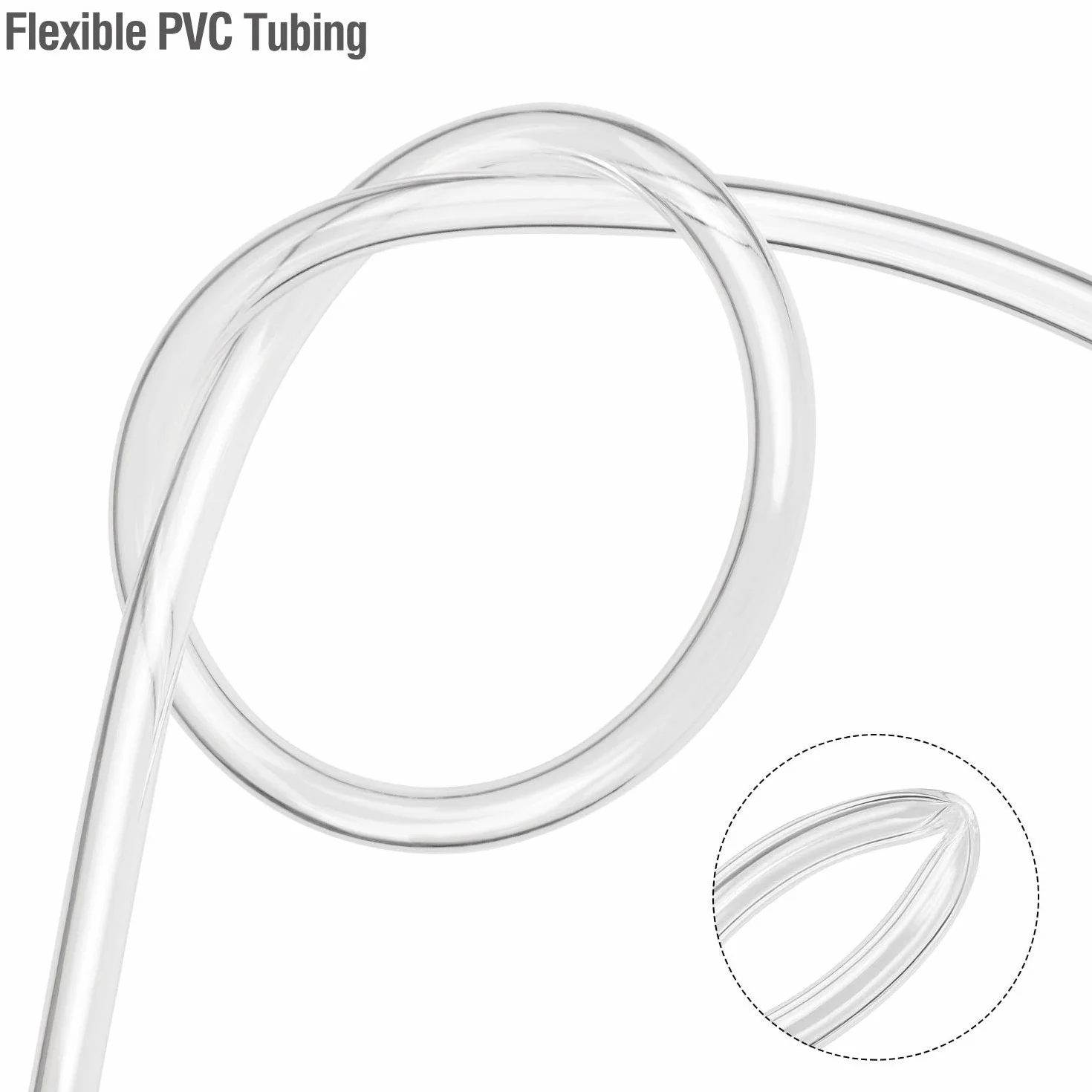 Hyber&Cara Przezroczyste elastyczne rurki PVC klasy spożywczej 8 mm ID x 11 mm OD wąż 5 m