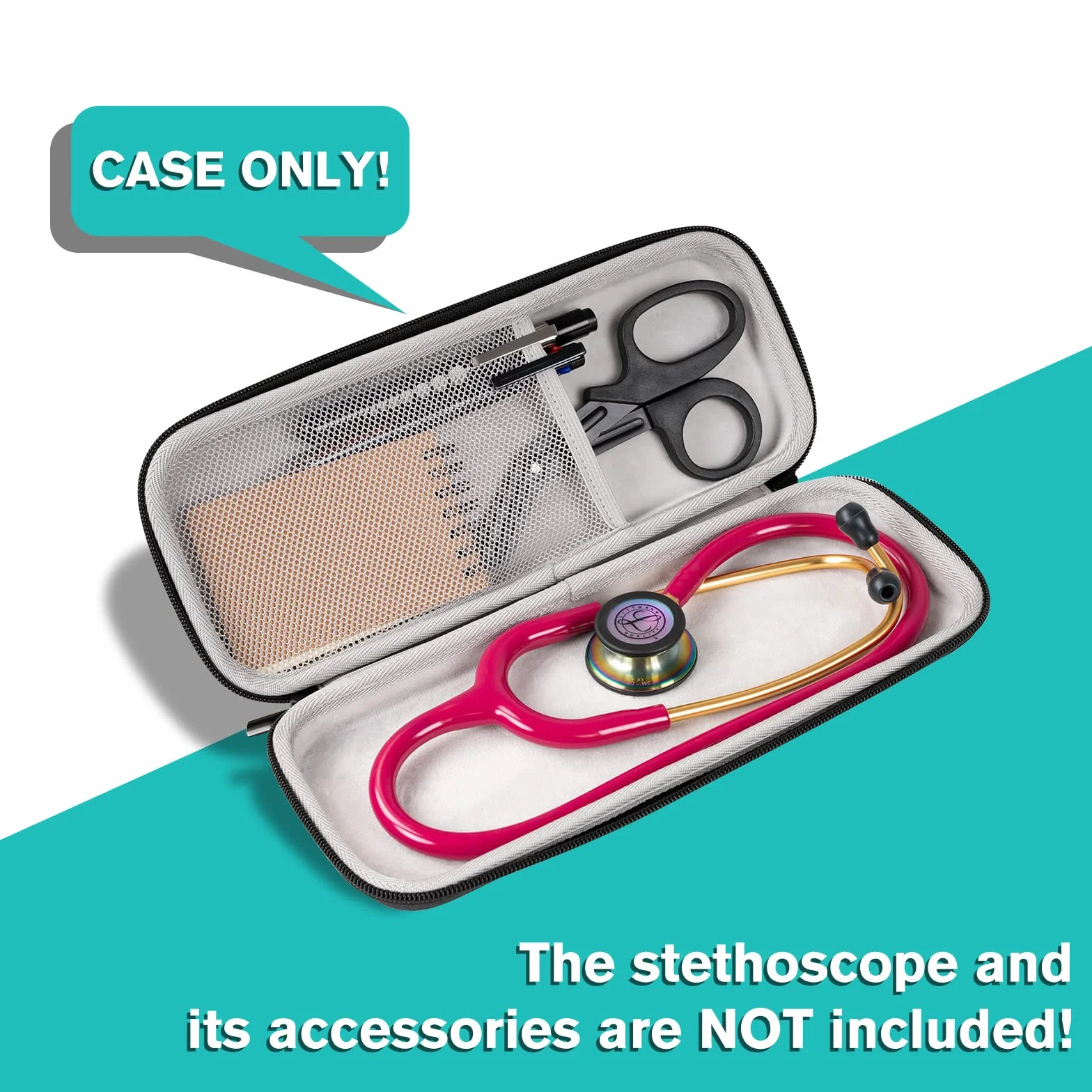 ProCase Torba na stetoskop EVA odporna na wstrząsy do 3M Littmann ADC Dixie EMS czarna