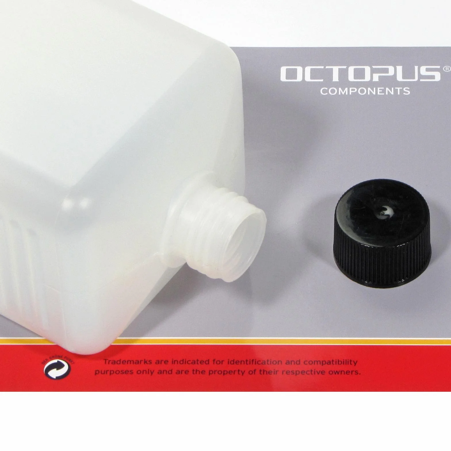 Octopus 5 x 1000 ml butelka HDPE czarne zakrętki puste kwadratowe etykietowane