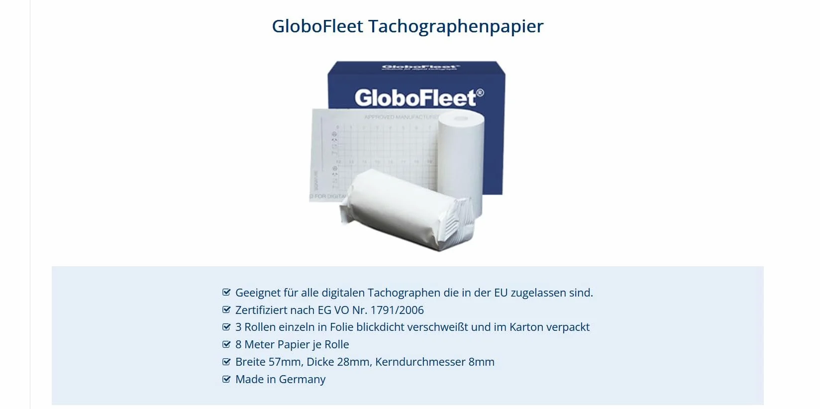 GF-TP-09 GloboFleet papier tachografowy do wszystkich tachografów cyfrowych