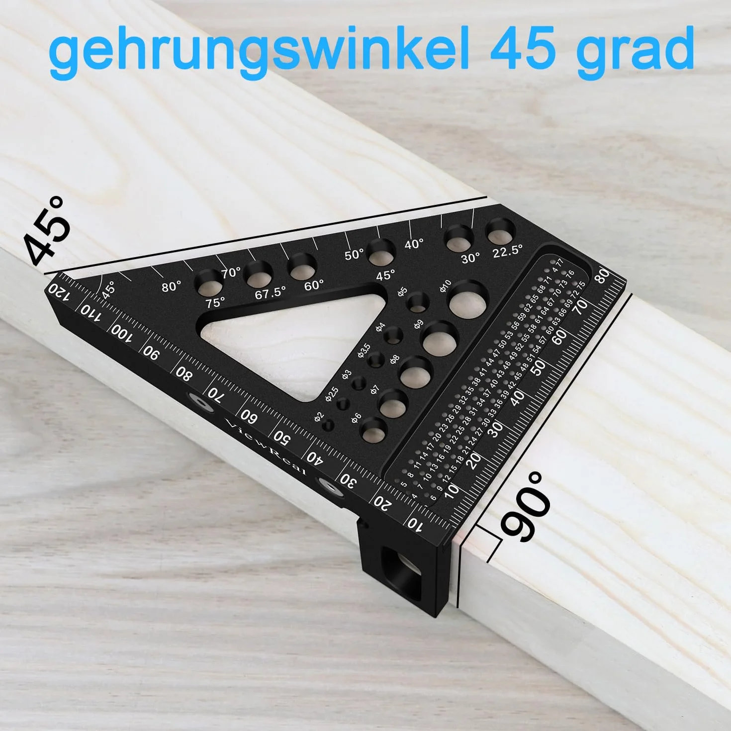 Wielofunkcyjny kątownik 3D, 22,5-90 stopni, stop aluminium, bardzo precyzyjne narzędzie pomiarowe do obróbki drewna, narzędzie pomiarowe dla stolarzy, inżynierów, kolor czarny