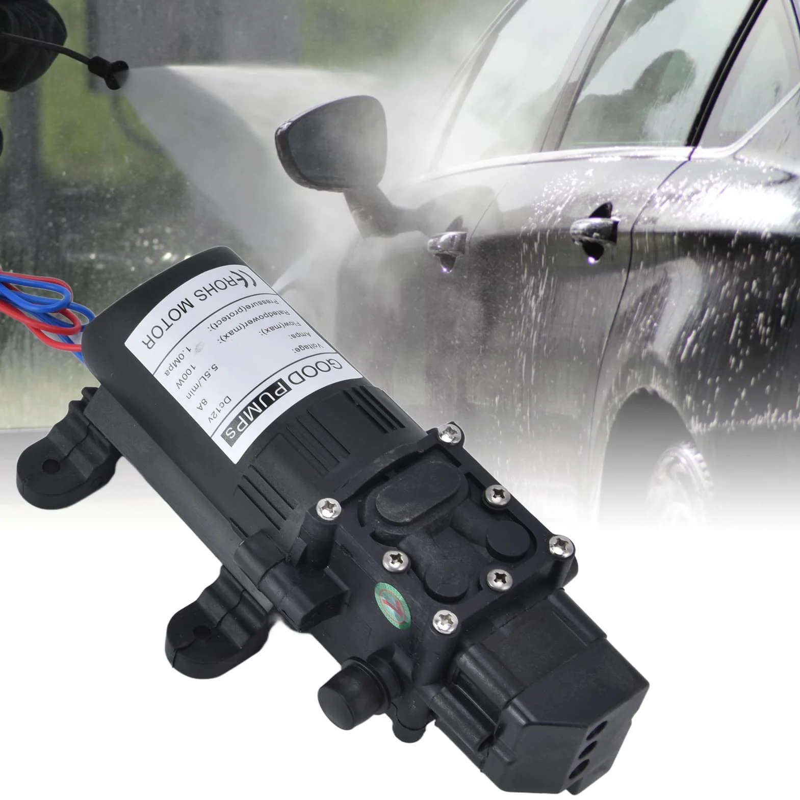 Pompa ciśnieniowa DC 12 V, samozasysająca pompa wodna 70 W 8 l/min membranowa ciśnieniowa mikroprzeponowa wysokociśnieniowa przełącznikiem ciśnieniowym kamperów łodzi zraszaczy ogrodowych