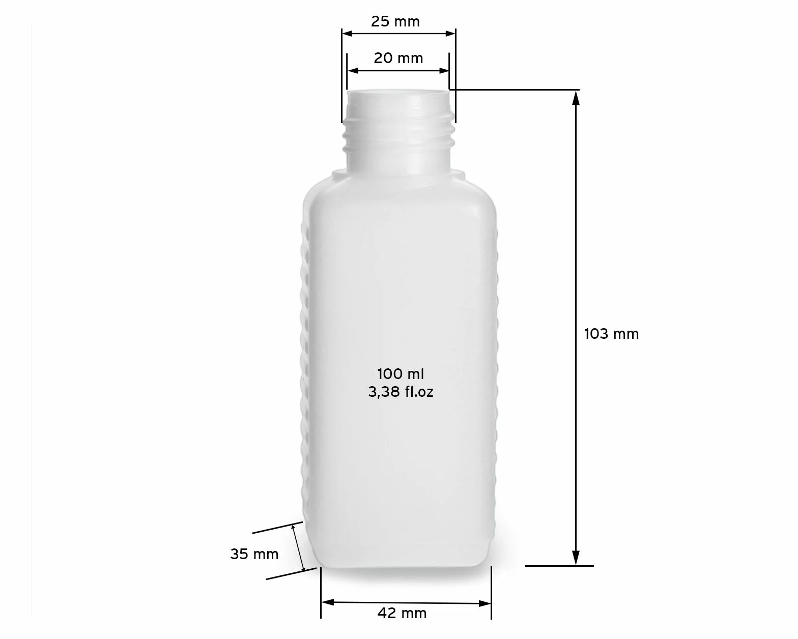 Octopus butelki HDPE 100 ml z czarnymi zakrętkami