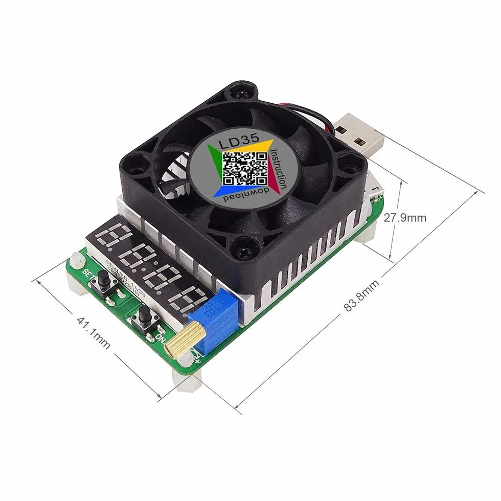 DollaTek Tester ładowania USB Elektroniczny 35 W LD35 z regulowaną temperaturą